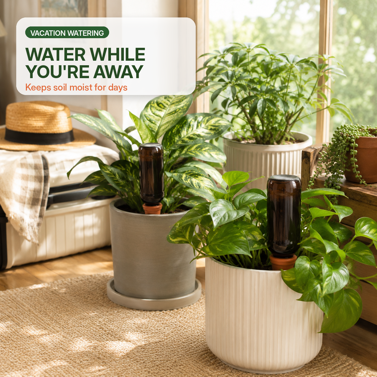 Tuffwarppedtm™ TerraCotta Automatic Plant Watering Spikes | Vacation-Proof Self-Watering System