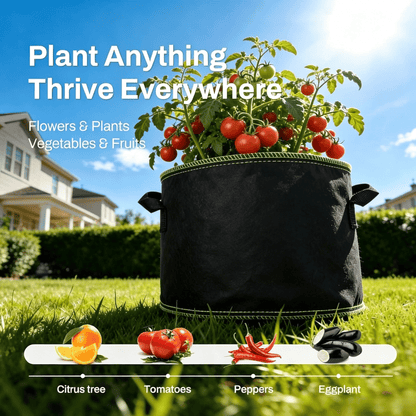 🌱Tuffwarppedtm™ 5 Gallon Grow Bags – Heavy Duty Aeration Fabric Pots with Handles for Vegetables, Flowers & Fruits