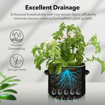 🌱Tuffwarppedtm™ 5 Gallon Grow Bags – Heavy Duty Aeration Fabric Pots with Handles for Vegetables, Flowers & Fruits