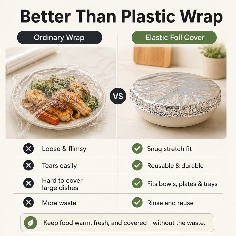 Ordinary plastic wrap vs reusable foil cover