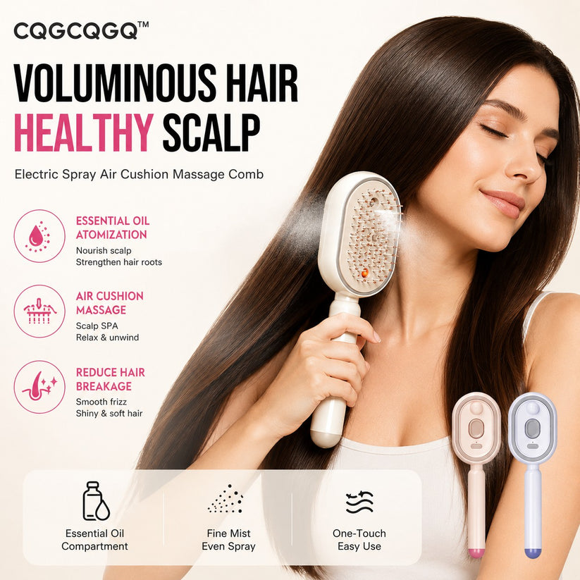 CQGCQGQ electric mist air cushion massage comb for at-home scalp spa