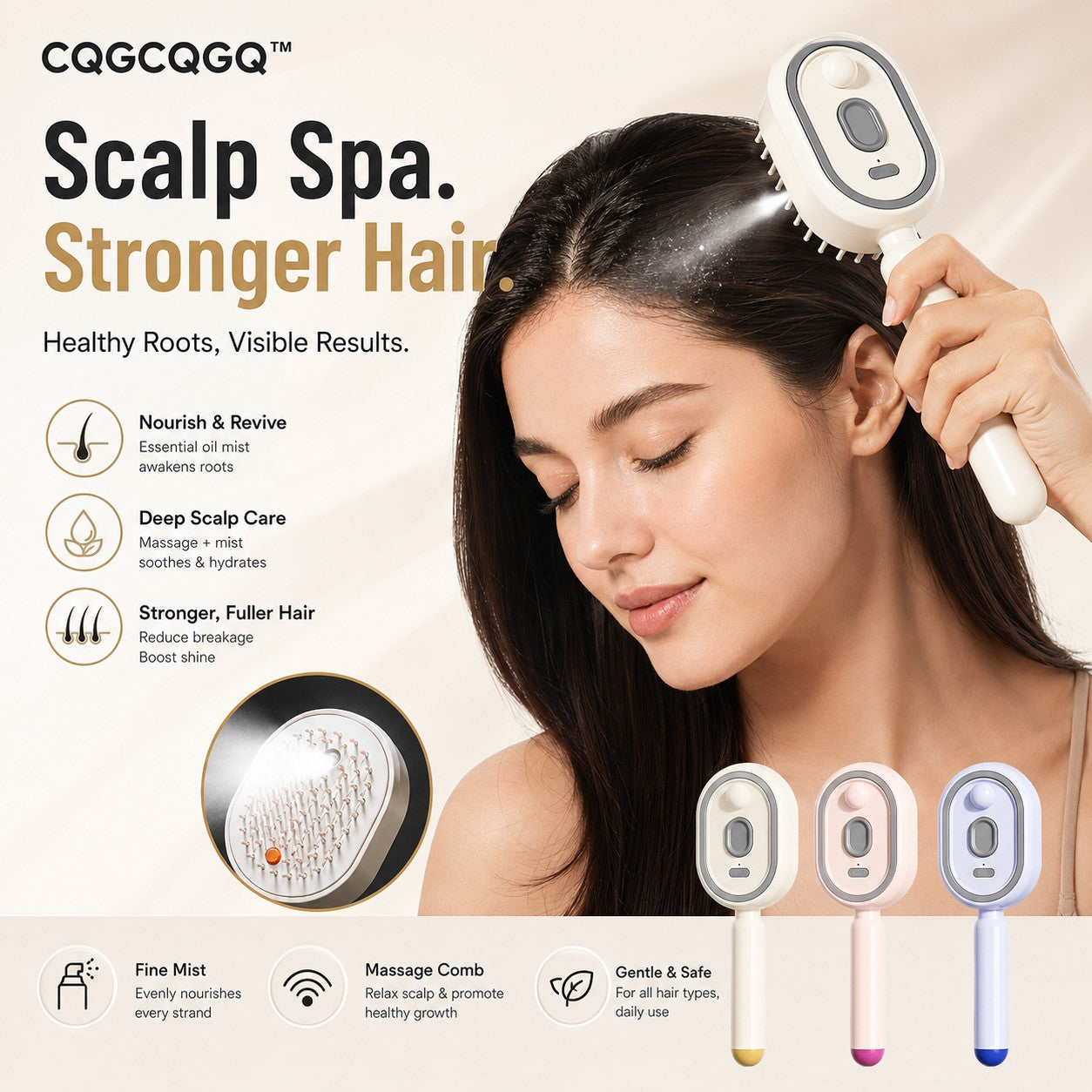 CQGCQGQ™ Stop Dry Brushing. Start Misting, Massaging & Reviving Your Hair