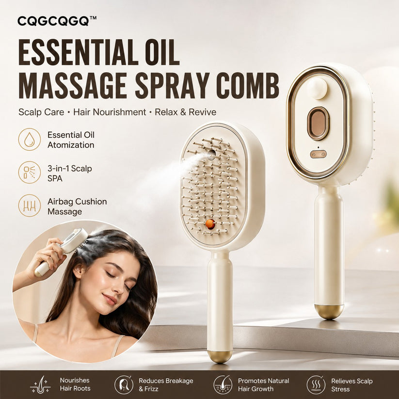CQGCQGQ essential oil massage spray comb with fine mist and air cushion massage