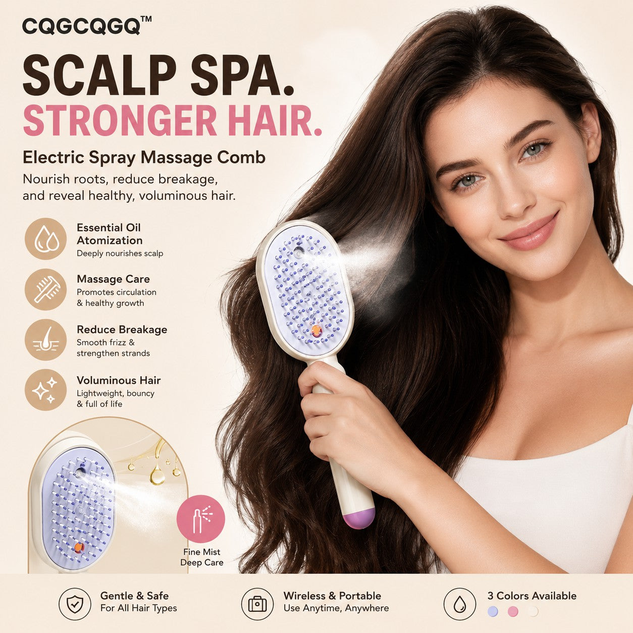 CQGCQGQ™ Stop Dry Brushing. Start Misting, Massaging & Reviving Your Hair