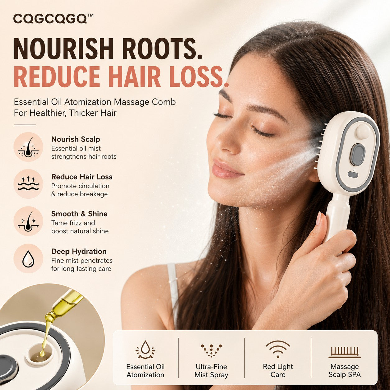 CQGCQGQ™ Stop Dry Brushing. Start Misting, Massaging & Reviving Your Hair