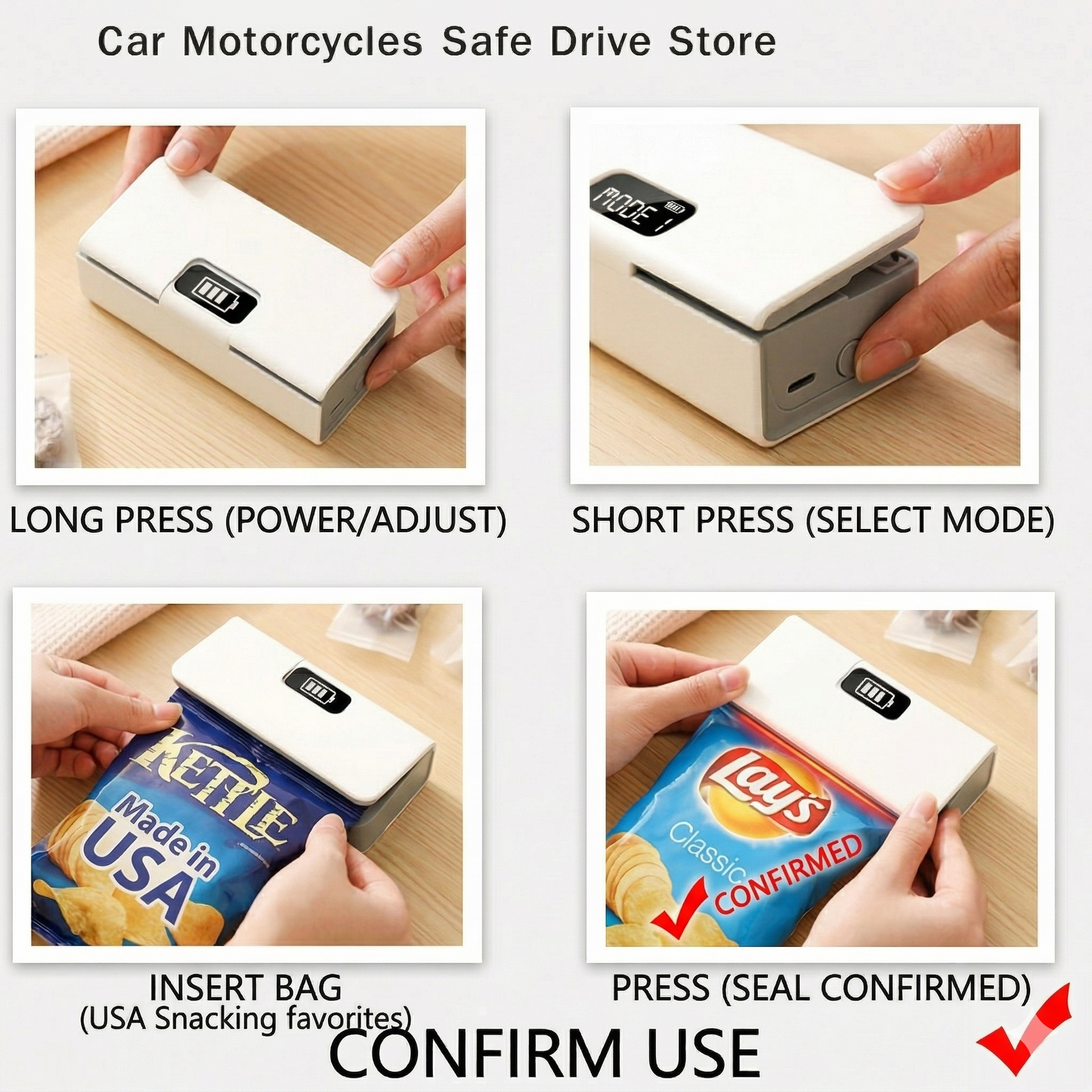 Smart Rechargeable Bag Sealer | Keep Snacks Fresh Instantly