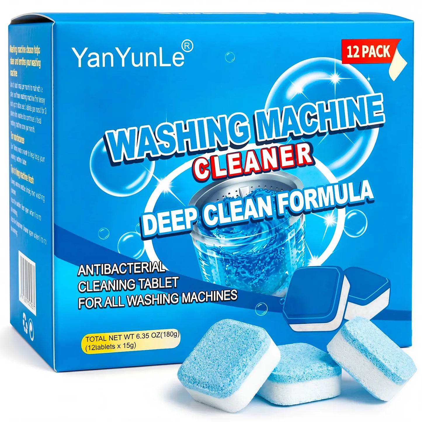 Drain Cleaner for Home Use Drain Cleaning Effervescent Tablets 12 Pack - Deep Cleaning Foaming Tabs for Kitchen Sink, Bathroom Shower, Tub & Pipe Deodorizer, Fast Clog Remover